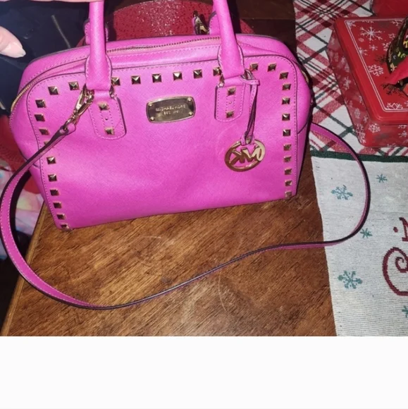 Michael Kors Jet Set Travel Saffiano Studded Satchel - Picture 9 of 13